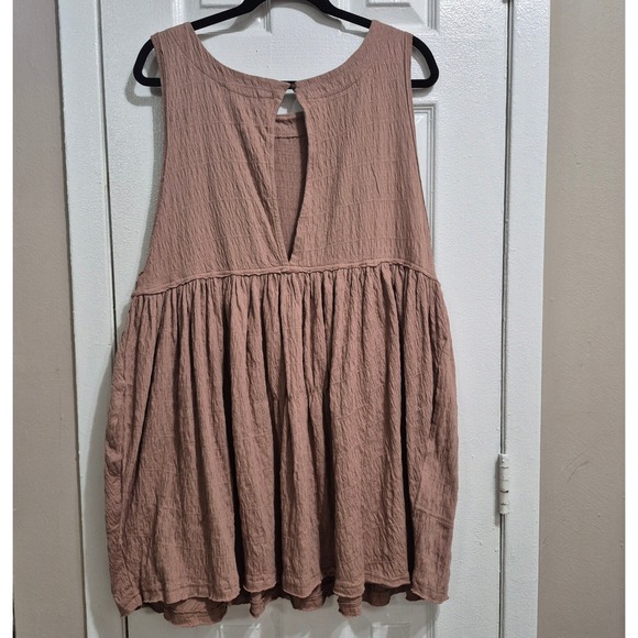 Free People FP Beach Textured Babydoll Mini Dress Pink Mauve OB1199600 M - Picture 2 of 8